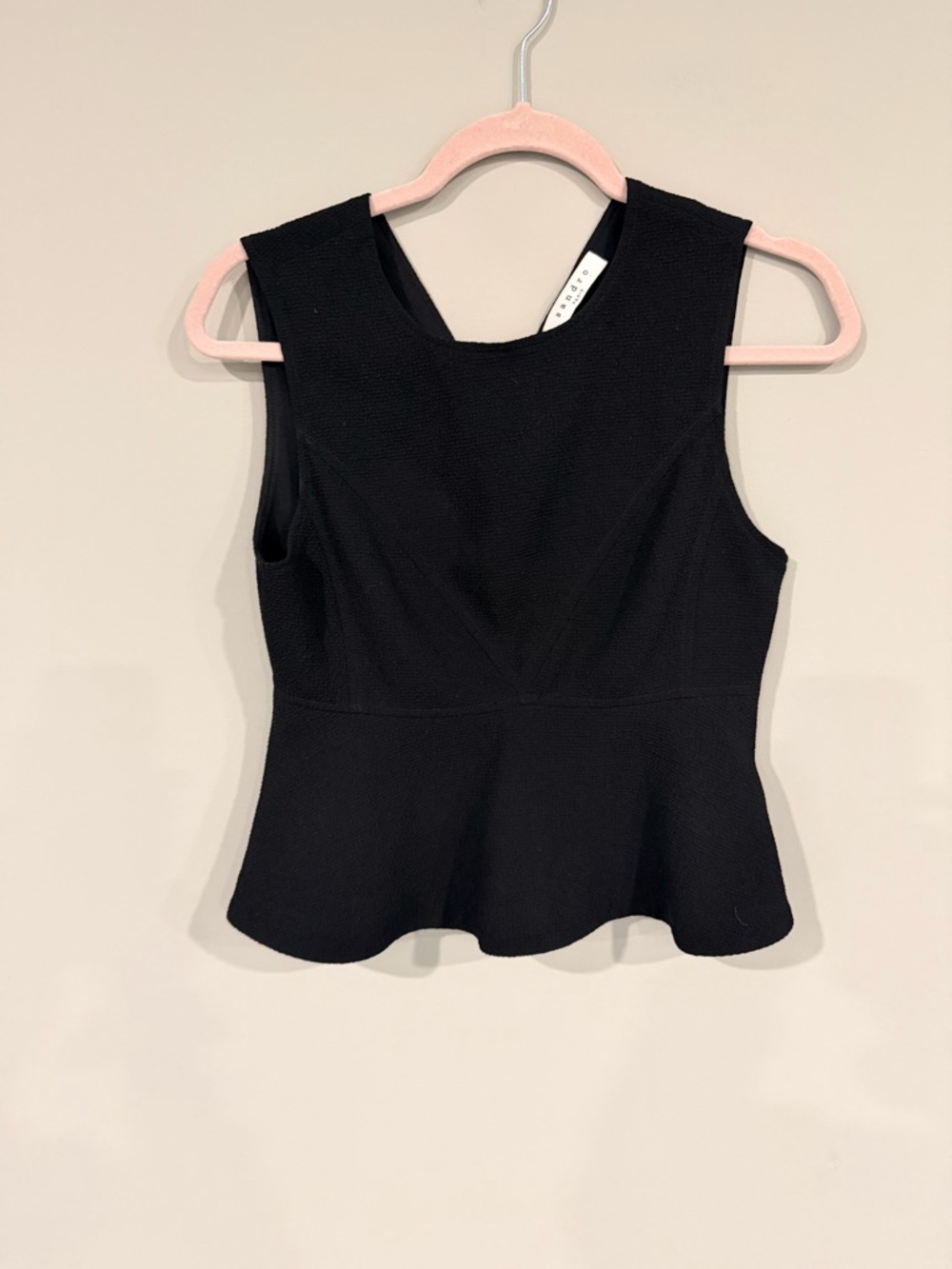 Sandro Sleeveless Black Peplum Top